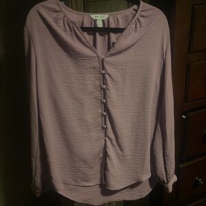 Nine West Lavender Button-Front Blouse